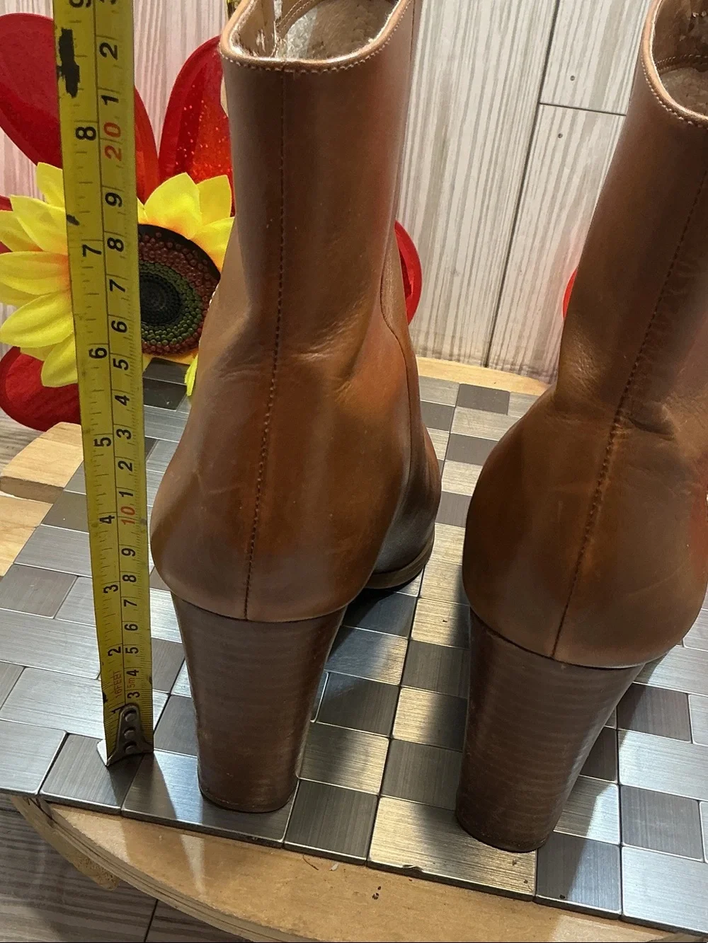 Michael Kors Brown Leather Ankle Booties with Side Zip